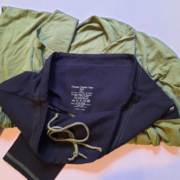 Yogamasti Harem Baggy Yoga Pants Size 8-10 US Green Black Vinayasa Practice - Picture 6 of 11